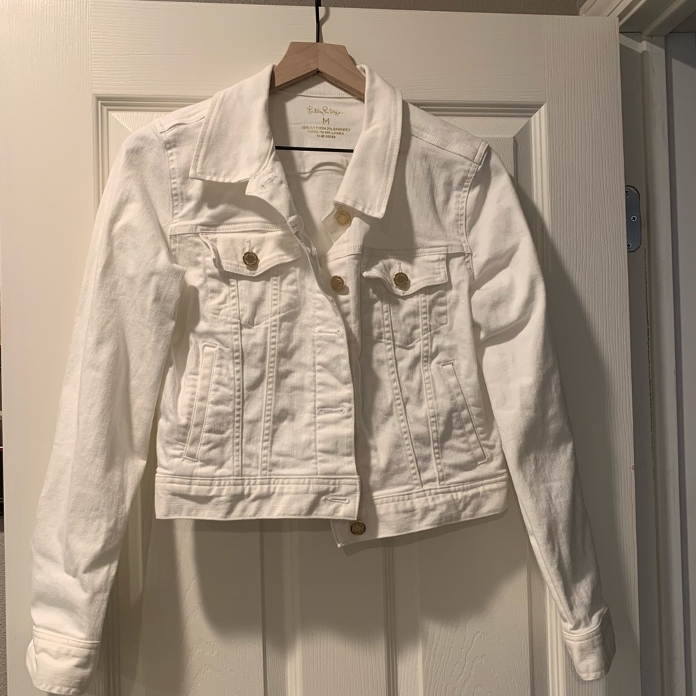 Lilly Pulitzer Seaspray white denim jacket